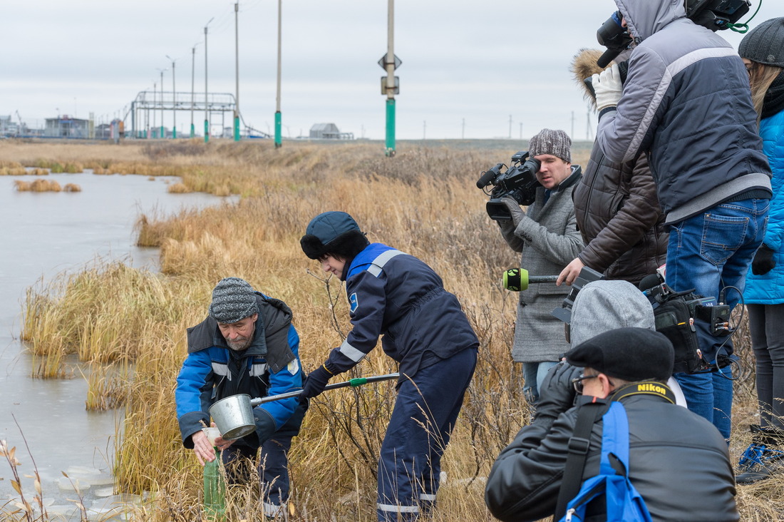 Забор проб воды в окрестностях Ямбурга