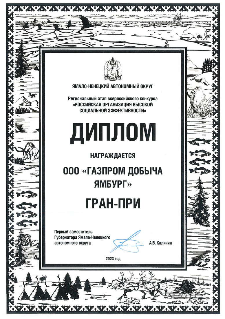 Диплом Гран-при конкурса «Российская организация высокой социальной эффективности»